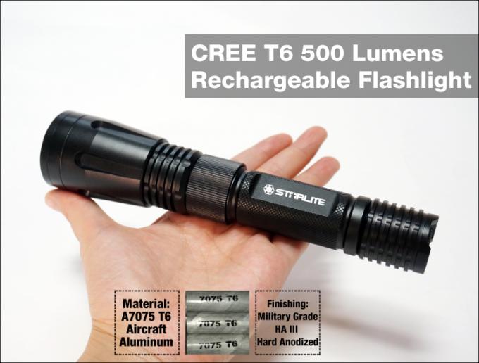 Security guard hot sale tangguh 1x18650 rechargeable handy super bright IP67 waktu kerja panjang XML T6 senter