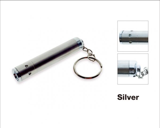tabung bentuk stainless stell silver UV light 3xLR44 (AG13) ekor push button s ring led keychain untuk hadiah promosi premium jadi