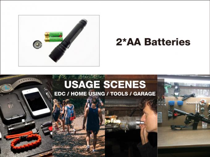 bentuk tangguh tradisional 2 * baterai AA menekan tombol Cree dipimpin lumen tinggi zoom pena senter