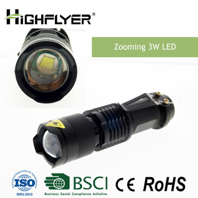 Saku fokus dipimpin senter, 3W LED intensitas tinggi senter 200LM