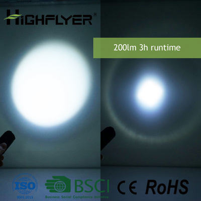 Saku fokus dipimpin senter, 3W LED intensitas tinggi senter 200LM