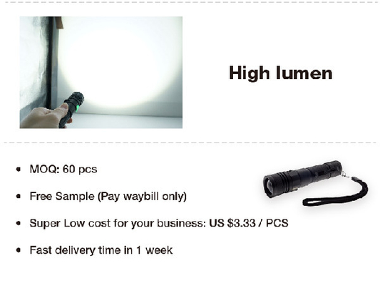 Zooming Hand Strap Rechargeable Torch Kecil, Usb Rechargeable Led Torch