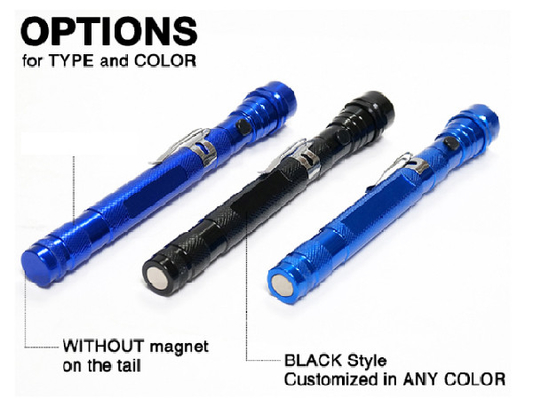 Dipanjangkan Telescopic Magnetic Led Senter 38cm Aluminium Alloy Material