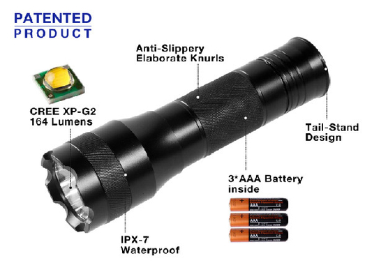 EDC Waterproof Handheld Led Senter 164 Lumens Aluminium Alloy Material